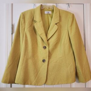 Women's Le Suit Chartreuse Classic Blazer Old Money Business Sz 22W Office